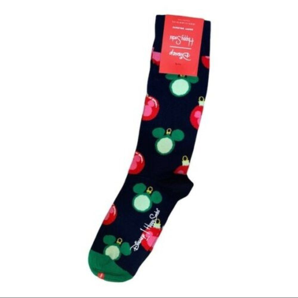 Happy Socks Disney Navy Baublelicious Mickey Unisex Holiday Socks Size 10-13 NWT